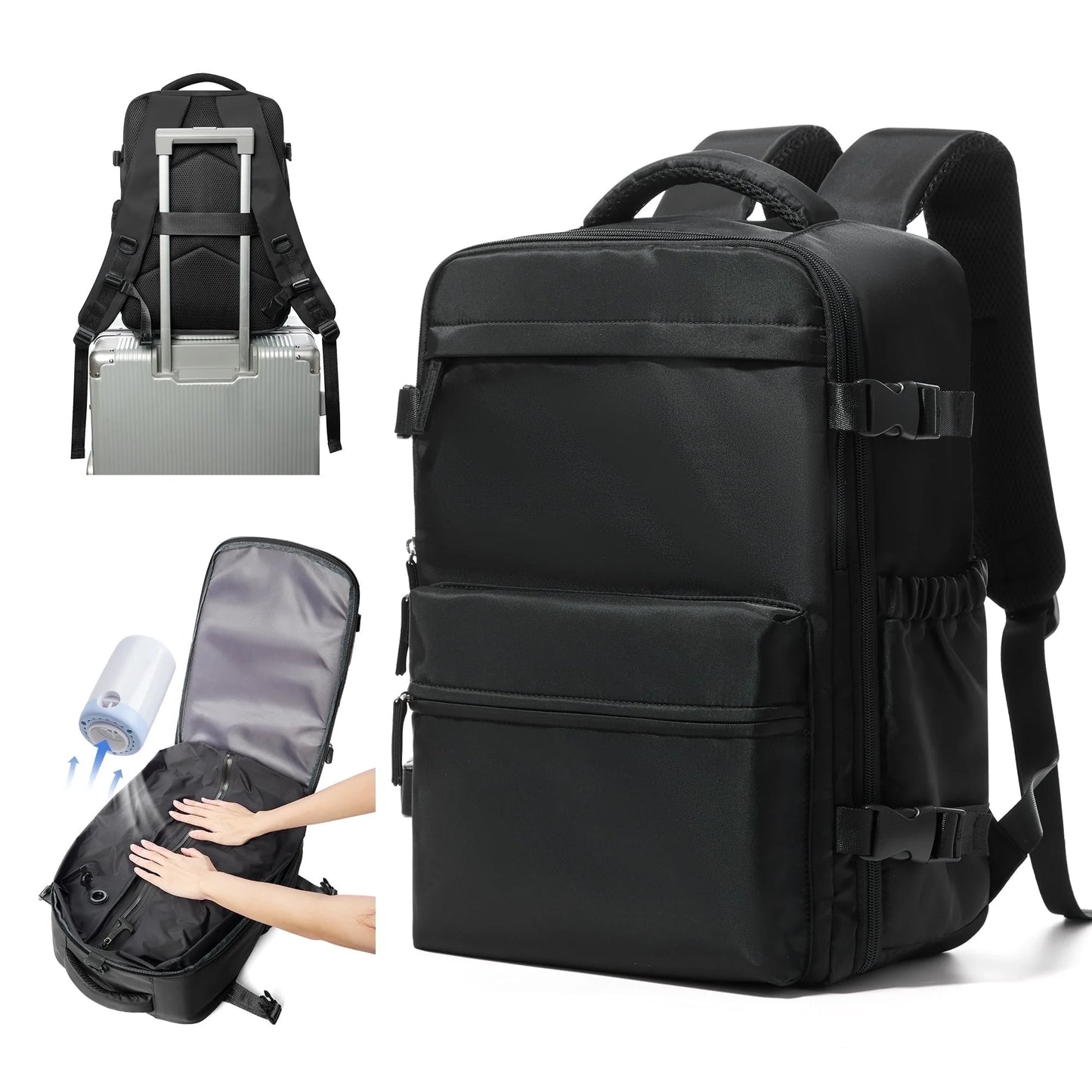 Sussurri Airback™ – Zaino da Viaggio Sottovuoto 40x30x20 | Bagaglio a Mano Ryanair e Compagnie Low-Cost+Pompa Elettrica Inclusa