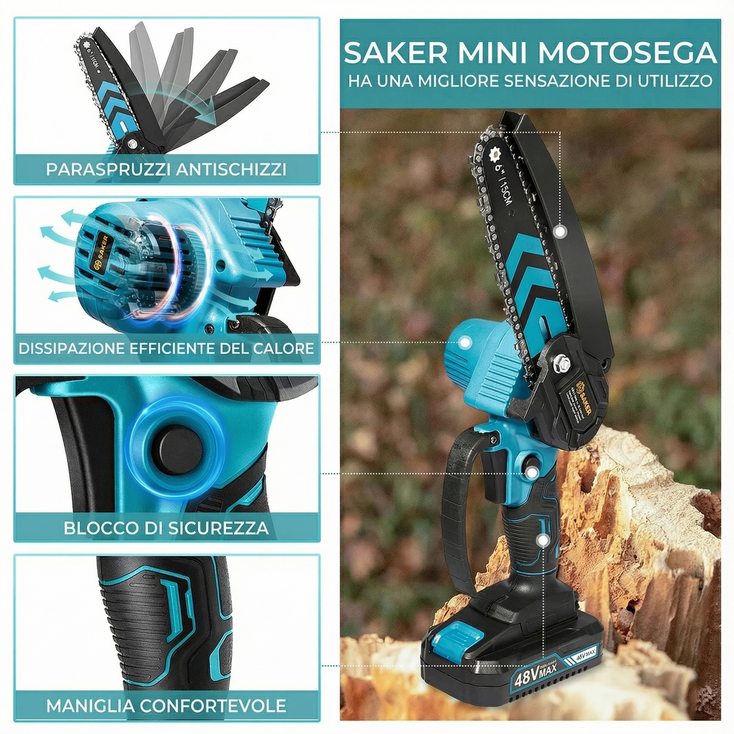Sussurri - Mini Motosega Elettrica® 6 Pollici - Potente e Compatta